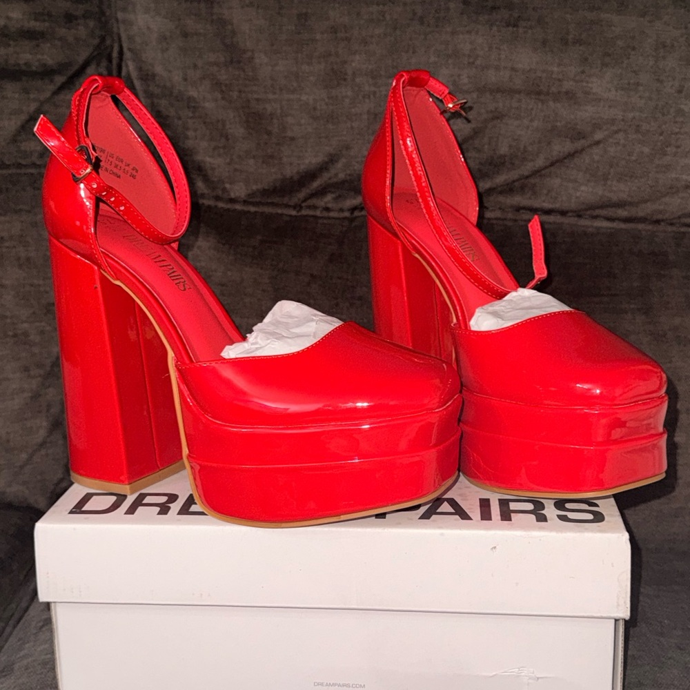 Dream Pairs Bold Red Platform Shoes